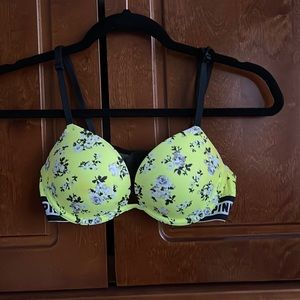 yellow with white flowers push up pink bra
